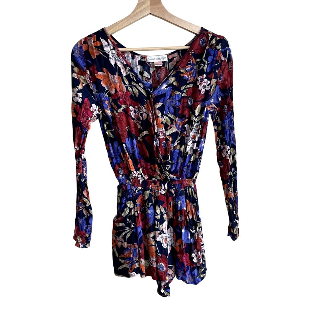 Band of Gypsies floral long sleeved romper women's small v-neck viscose boho